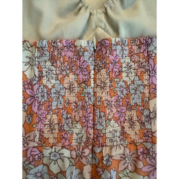 Aritzia Sunday Best Pastel Floral Dress Midi Thigh Slit Pink Orange Size Small - Picture 4 of 10